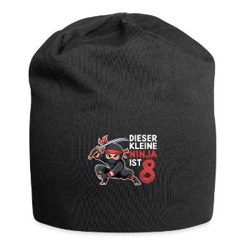 This Little Ninja Is 8 Birthday T-Shirt - Jersey Beanie - black - Front