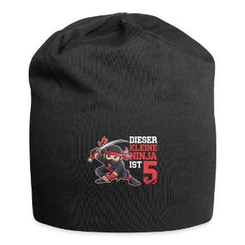 This Little Ninja Is 5 Birthday Shirt - Jersey Beanie - black - Front