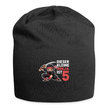 This Little Ninja Is 5 Birthday Shirt - Jersey Beanie - black - Front