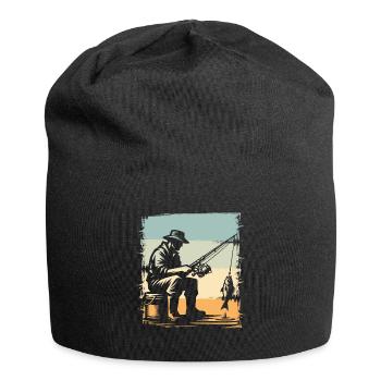 Angeln Angler Fischen - Jersey-Beanie - Schwarz - Vorne