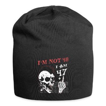 I Am 47 Plus Middle Finger - 48th Birthday - Jersey Beanie - black - Front
