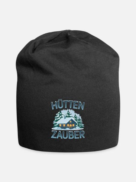 Hüttenzauber Hütte in den Bergen Berge Winter - Jersey-Beanie - Schwarz