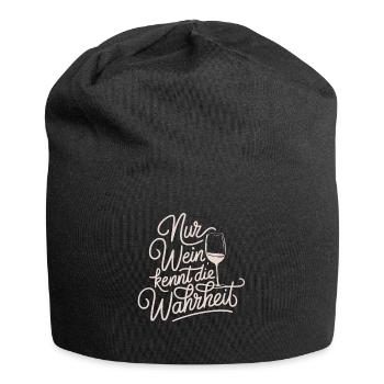 Nur Wein kennt die Wahrheit - Jersey-Beanie - Schwarz - Vorne