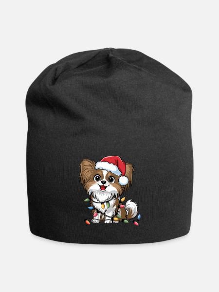 Papillon Lumières de Noël Noël Chiens Cadeaux - Bonnet en jersey - noir