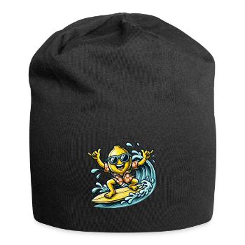 Surfing Lemon with Hawaiian Shirt - Jersey Beanie - black - Front