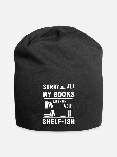 Books Make Me A Bit Shelfish - Jersey Beanie - black