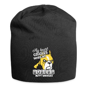 My Heart Giggles When My Boxers Butt Wiggles - Jersey Beanie - black - Front