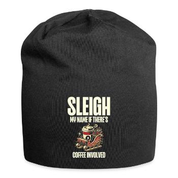 Schlitten mein Name um Kaffee geht, Weihnachtsspaß - Jersey-Beanie - Schwarz - Vorne