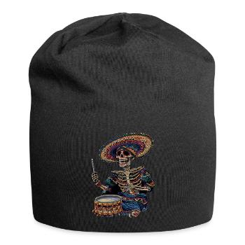 Mexikanisches Skelett Trommeln - Jersey-Beanie - Schwarz - Vorne