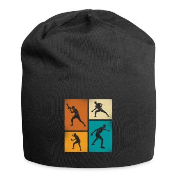 Vintage Tischtennis Silhouetten Im Retro-Stil - Jersey-Beanie - Schwarz - Vorne