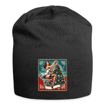 Retro Weihnachts Pin-Up Vintage Stil - Jersey-Beanie - Schwarz - Vorne