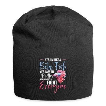 Ja, Ich Bin Wie Ein Kampffisch. Ja, Ich Bin Hübsch - Jersey-Beanie - Schwarz - Vorne