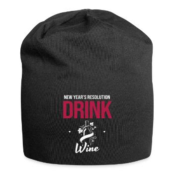New Year's resolution: Drink more wine, wine goals - Jersey Beanie - black - Front