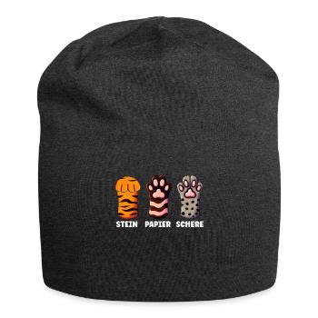 Cat Stone Paper Scissors Paw Game Funny - Jersey Beanie - charcoal grey - Front