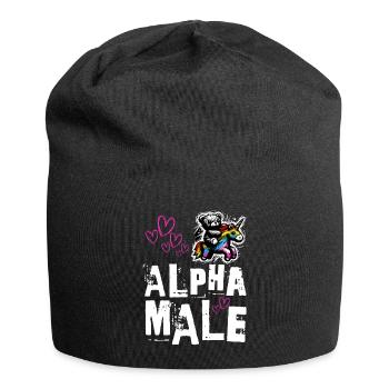Alpha Unicorn - Cute Teddy Rides Unicorn - Jersey Beanie - black - Front
