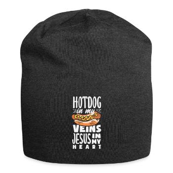 Hot Dog In Meinen Adern Jesus Im Herzen - Jersey-Beanie - Anthrazit - Vorne