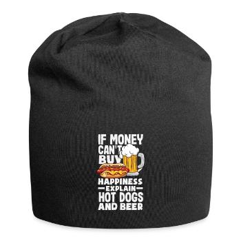 When Money Doesn't Explain Happiness Hot Dog and Beer - Jersey Beanie - black - Front