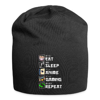 Funny Japanese Eat Sleep Anime Gaming Repeat Manga - Jersey Beanie - black - Front