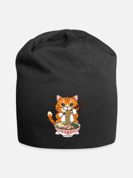 Cat Ramen - Jersey-Beanie - Schwarz