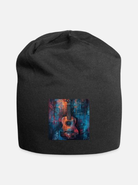 Ukulele - Jersey-Beanie - Schwarz