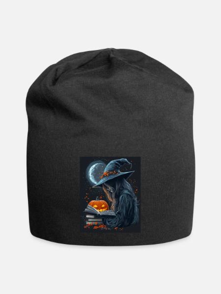 Halloween Geschenk Frauen Hexe Männer Kinder Deko - Jersey-Beanie - Schwarz