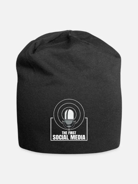 Das Erste Soziale Medium Funkgerät Mikrofon Retro - Jersey-Beanie - Schwarz