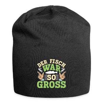Angler Outfit Lustig DER FISCH WAR SO GROß Angeln - Jersey-Beanie - Schwarz - Vorne