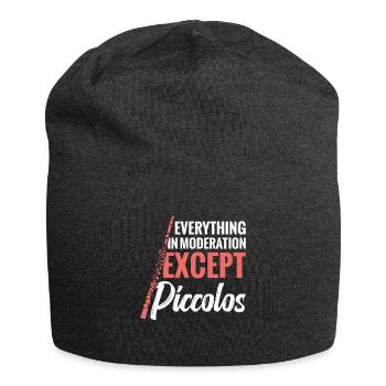 Everything in moderation except piccolos - Jersey Beanie - charcoal grey - Front