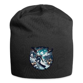 Snowboard Adventure In The Wilderness With Wolves And - Jersey Beanie - black - Front