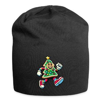 Happy Gingerbread Tree Running - Jersey Beanie - black - Front
