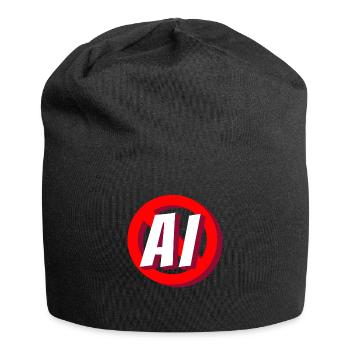Stop KI Zeichen gegen Ki - Jersey-Beanie - Schwarz - Vorne