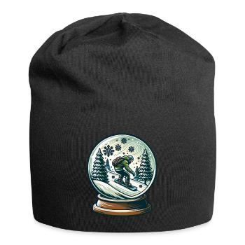 Winterabenteuer Schneekugel Design - Jersey-Beanie - Schwarz - Vorne