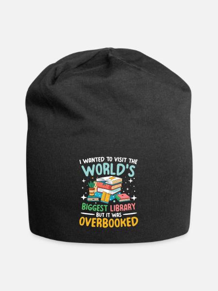 World’s Biggest Library But It Was Overbooked - Jersey-Beanie - Schwarz