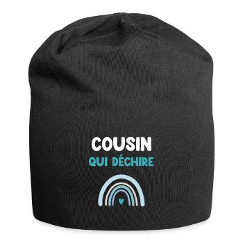 Cousine reißt Regenbogen Cousine Geschenk - Jersey-Beanie - Schwarz - Vorne
