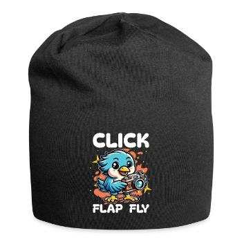 Bird Photography Click Flap Fly Ornithologist - Jersey Beanie - black - Front