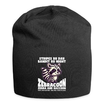 STREIFEN BEI TAG, BANDIT BEI NACHT - ZEBRA UND WASCHBÄR - Jersey-Beanie - Schwarz - Vorne