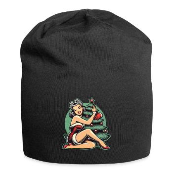 Weihnachten Im Retro Vintage Pin Up Stil - Jersey-Beanie - Schwarz - Vorne