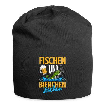 FISCHEN UND BIERCHEN ZISCHEN Lustiges Angler - Jersey-Beanie - Schwarz - Vorne