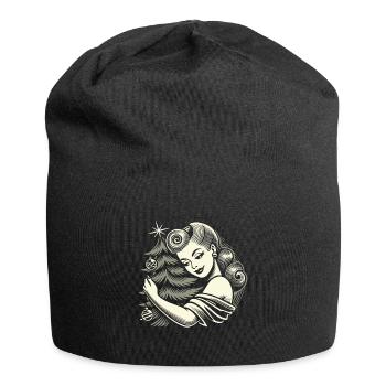 Femme de Noël Vintage Rétro avec Sapin de Noël - Bonnet en jersey - noir - Devant