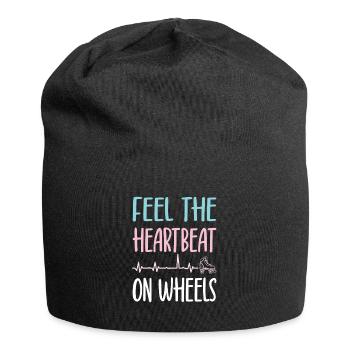 Rollerskater Party Feel Heartbeat On Wheels Gift - Jersey-Beanie - Schwarz - Vorne