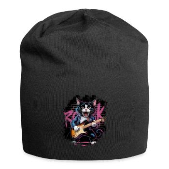 Rock and Roll Cat Guitariste pour hommes-femmes et enfants - Bonnet en jersey - noir - Devant