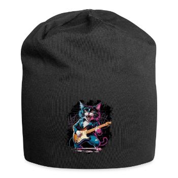 Rock and Roll Cat Guitariste pour hommes-femmes et enfants - Bonnet en jersey - noir - Devant