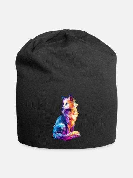 Katze - Jersey-Beanie - Schwarz