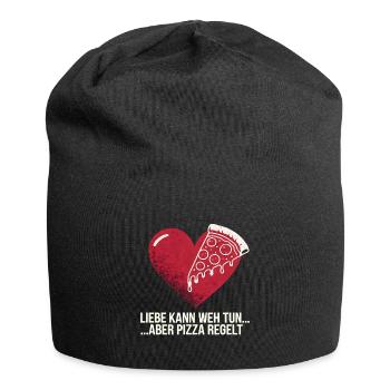 Love Hurts Breakup Valentine's Day Pizza Regulates - Jersey Beanie - black - Front