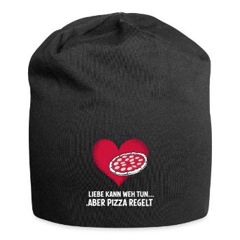 Love Hurts Breakup Valentine's Day Pizza Regulates - Jersey Beanie - black - Front