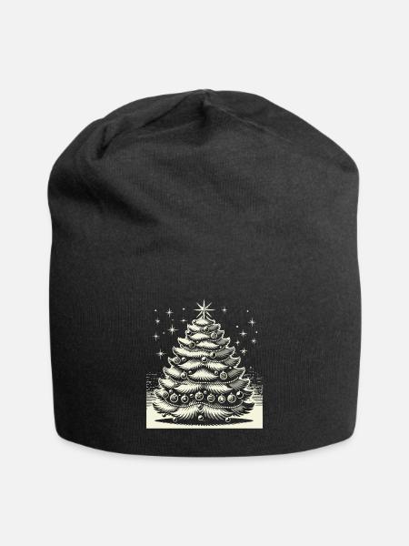 Weihnachten Nostalgischer Weihnachtsbaum Zauber - Jersey-Beanie - Schwarz