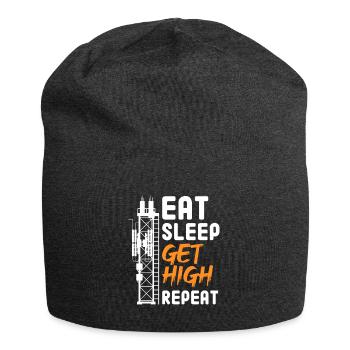 Eat Sleep Get High Repeat Tower Technician - Jersey Beanie - charcoal grey - Front