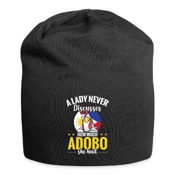A lady never talks about how much adobo she - Jersey Beanie - black - Front