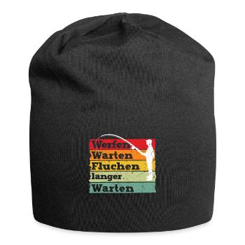 Angler Outfit WERFEN WARTEN KURBELN NOCHMAL Lustig - Jersey-Beanie - Schwarz - Vorne