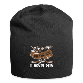Hockey He Owns On The but I Own His - Jersey Beanie - black - Front